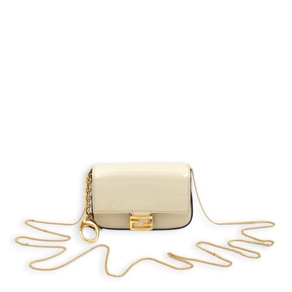 Nano Baguette Belt bag Cream Charm in Patent Leather, Gold hardware - Image 7