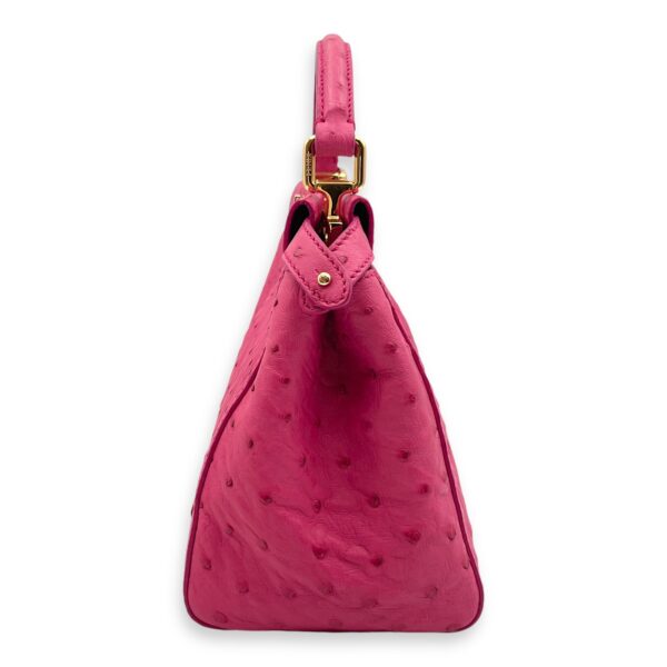 Peekaboo Mini Pink Crossbody Bag in Ostrich, Gold hardware - Image 5