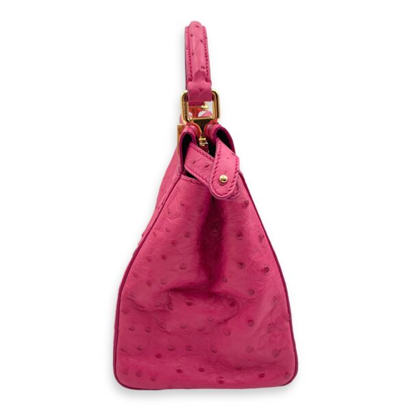 Peekaboo Mini Pink Crossbody Bag in Ostrich, Gold hardware - Image 4