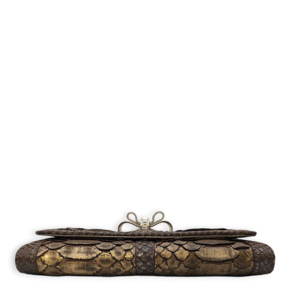 Sweet Charity Bronze Clutch in Python Leather, Silver hardware - Image 6