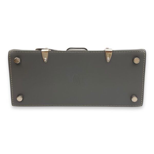 Saigon Structured Mini Grey Crossbody Bag in Goyardine canvas, beech handle, Silver hardware - Image 6