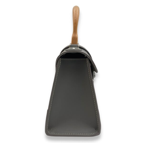 Saigon Structured Mini Grey Crossbody Bag in Goyardine canvas, beech handle, Silver hardware - Image 4