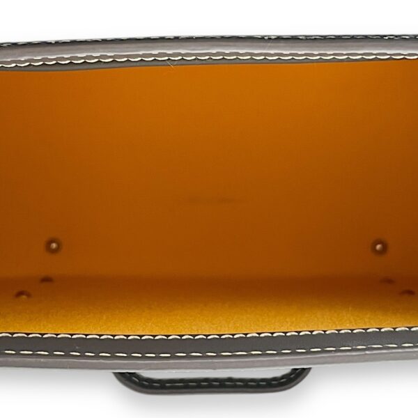 Saigon Structured Mini Grey Crossbody Bag in Goyardine canvas, beech handle, Silver hardware - Image 7