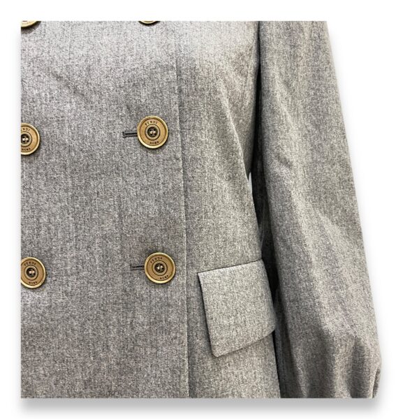 Peacoat Double- breasted Jacket IT 38 Grey in Viscose, Antique Brass hardware - Image 3