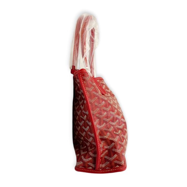 Anjou Mini Red Shoulder Bag in Coated Canvas, Silver hardware - Image 8