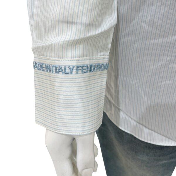 Logo-embroidered Camicia White/Blue Striped Long-Sleeve Shirt in Silk - Image 5