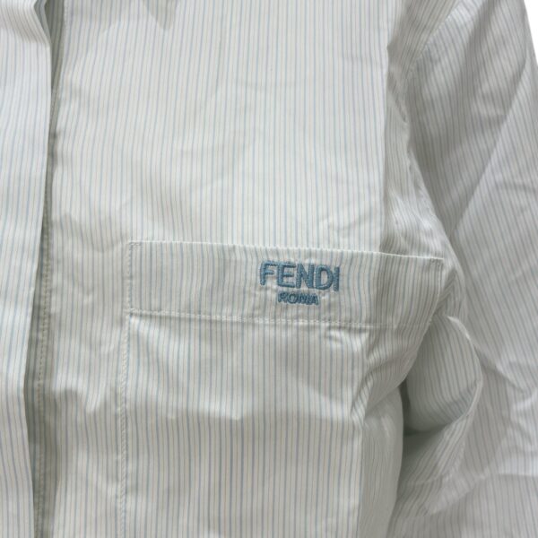 Logo-embroidered Camicia White/Blue Striped Long-Sleeve Shirt in Silk - Image 4