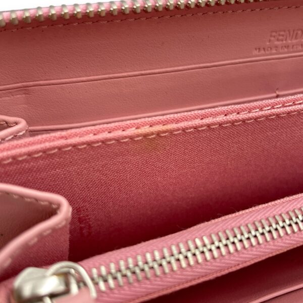 Monster Round Pink Long Wallet in Calfskin, Silver hardware - Image 7