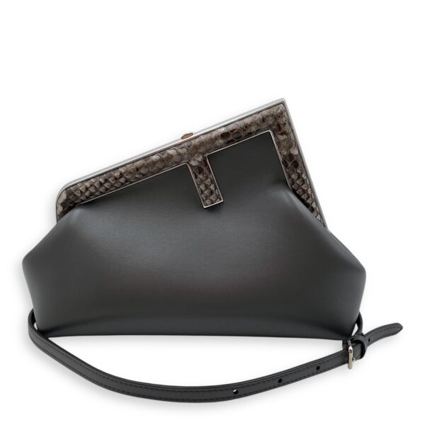 First Grey Shoulder Bag in Python Embossed Calfskin, Silver hardware - Image 12