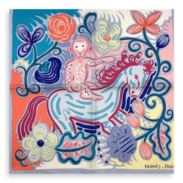 Le Cheval De Kazumi 45 Blue/Multi-Color Scarf - Image 4