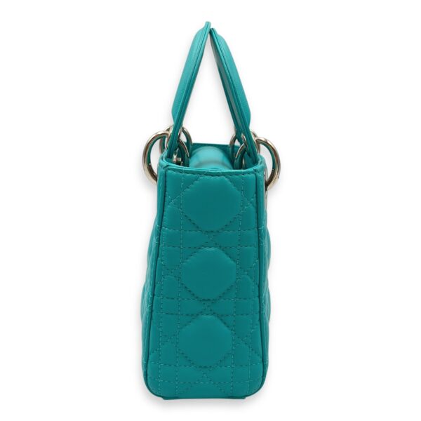 Lady Dior Mini Blue Top Handle in Lambskin, Silver hardware - Image 4