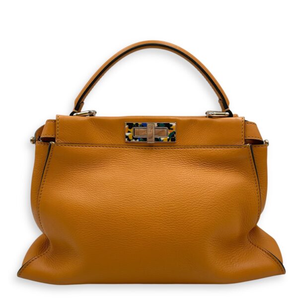 Peekaboo Medium Yellow Shoulder Bag in Calfskin, Silver hardware - Image 3