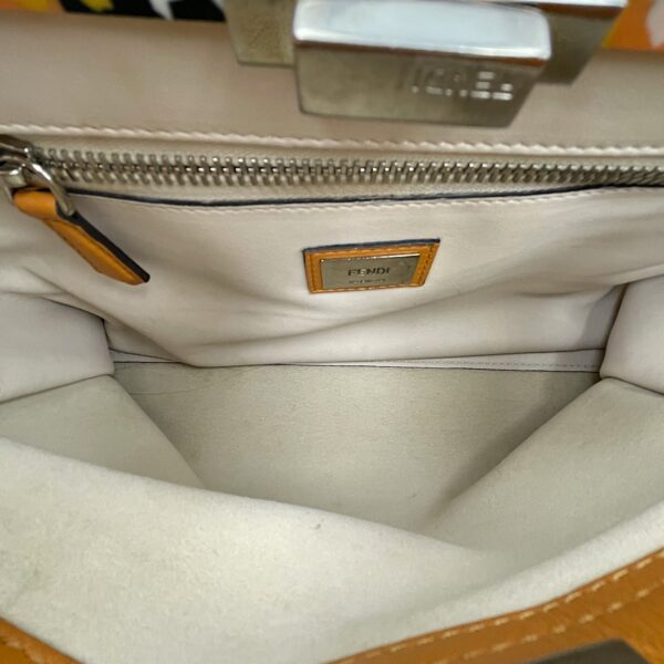 Peekaboo Medium Yellow Shoulder Bag in Calfskin, Silver hardware - Image 7