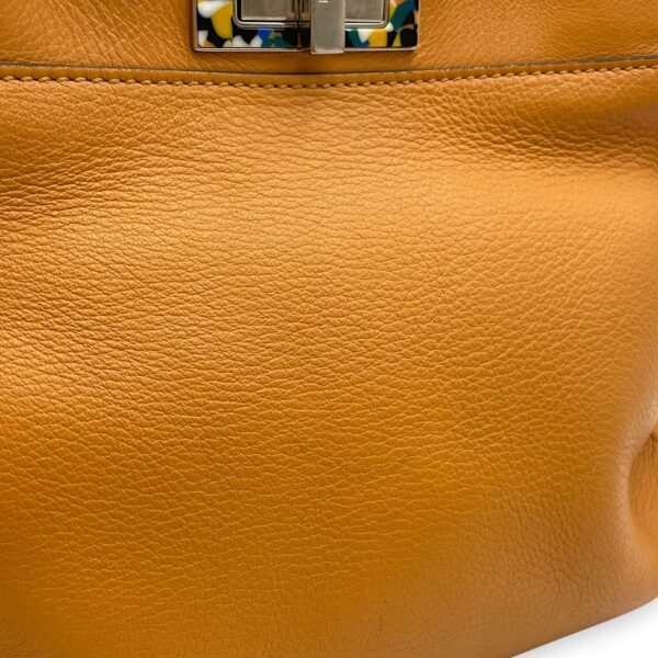 Peekaboo Medium Yellow Shoulder Bag in Calfskin, Silver hardware - Image 12