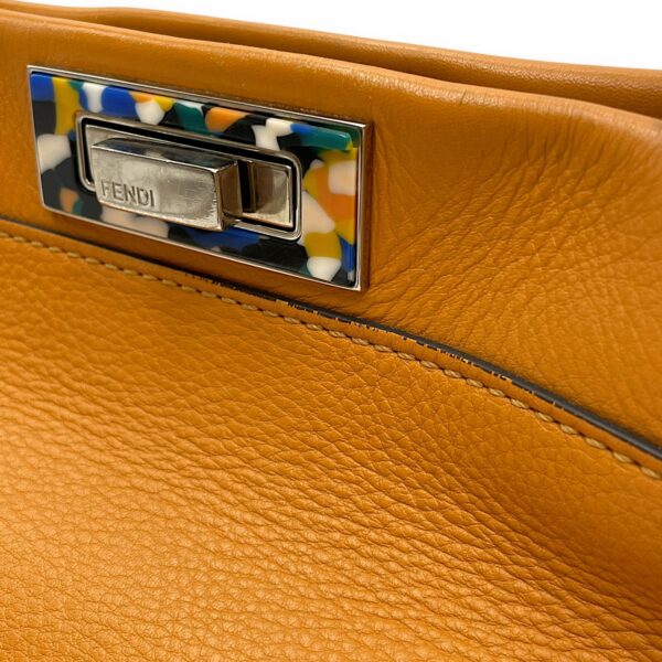 Peekaboo Medium Yellow Shoulder Bag in Calfskin, Silver hardware - Image 13