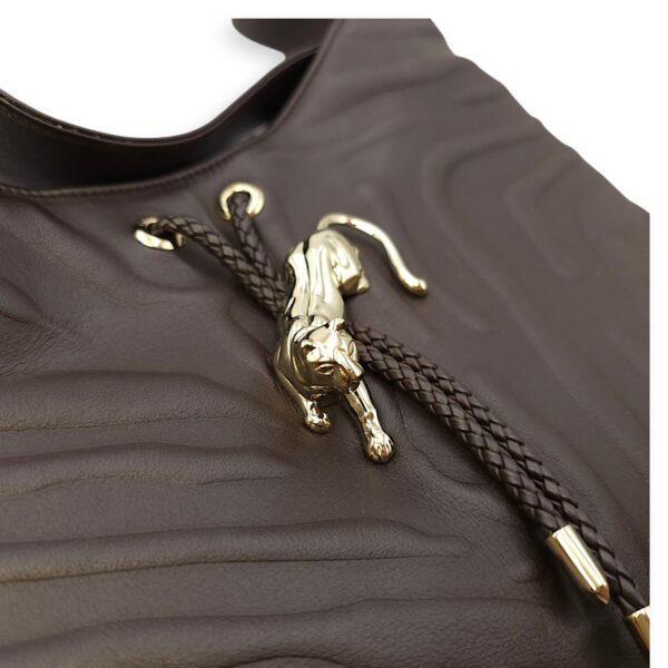 Panthere de Cartier Brown Shoulder Bag in Calfskin, Gold hardware - Image 16