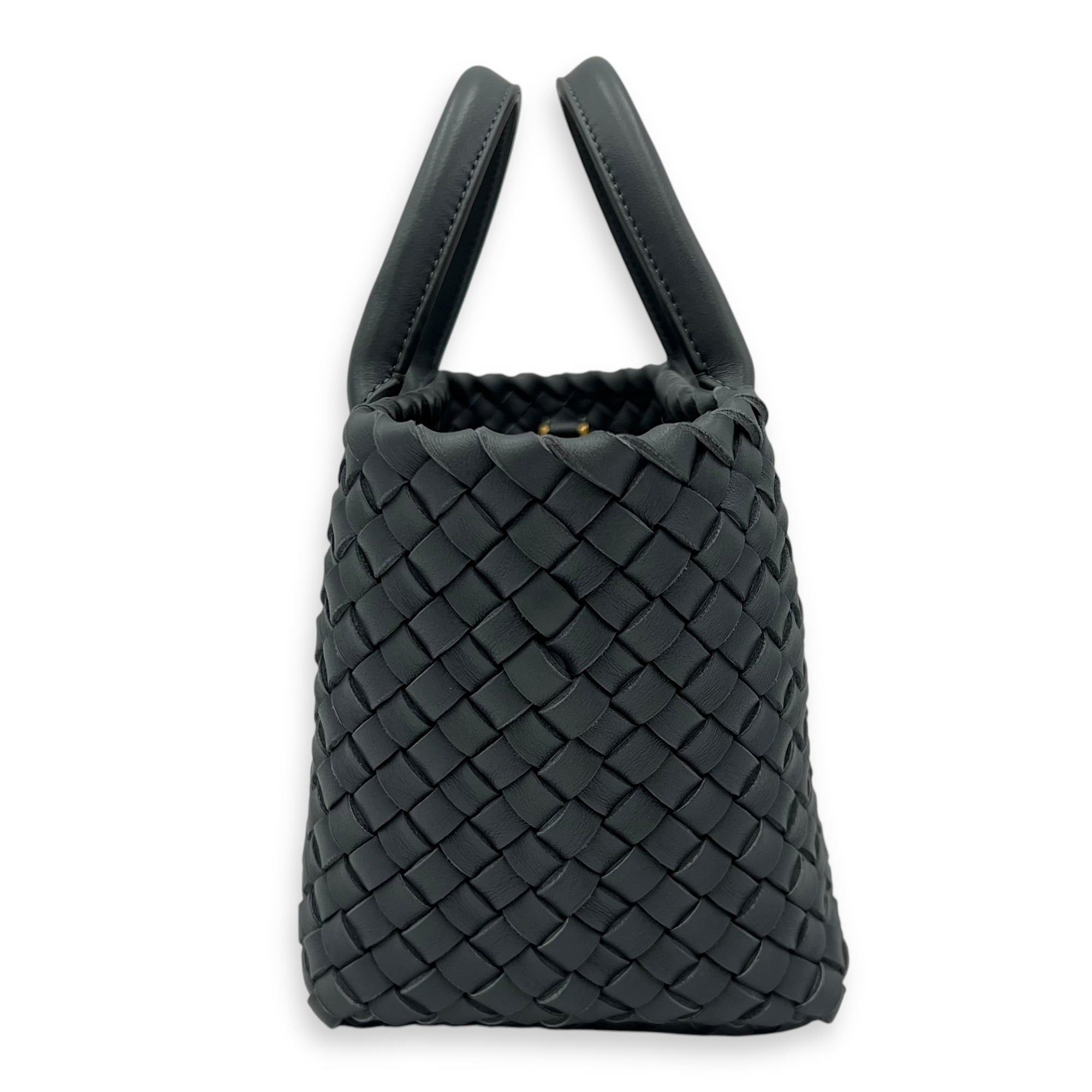 Cabat Top Handle Bag Grey in Lambskin, Silver hardware - Image 4