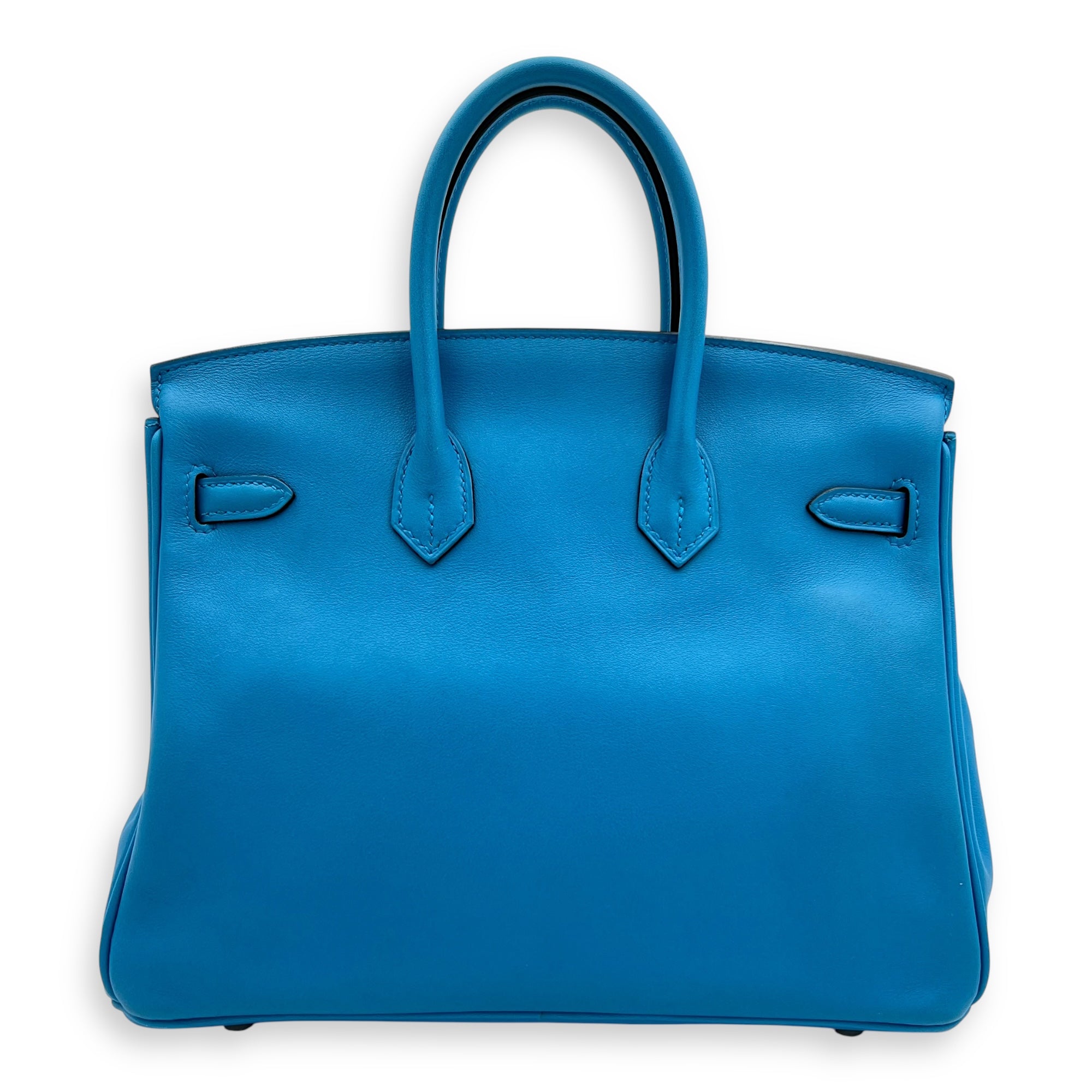 Birkin 25 Blue Zanzibar Top Handle Bag in Swift, Silver hardware - Image 3