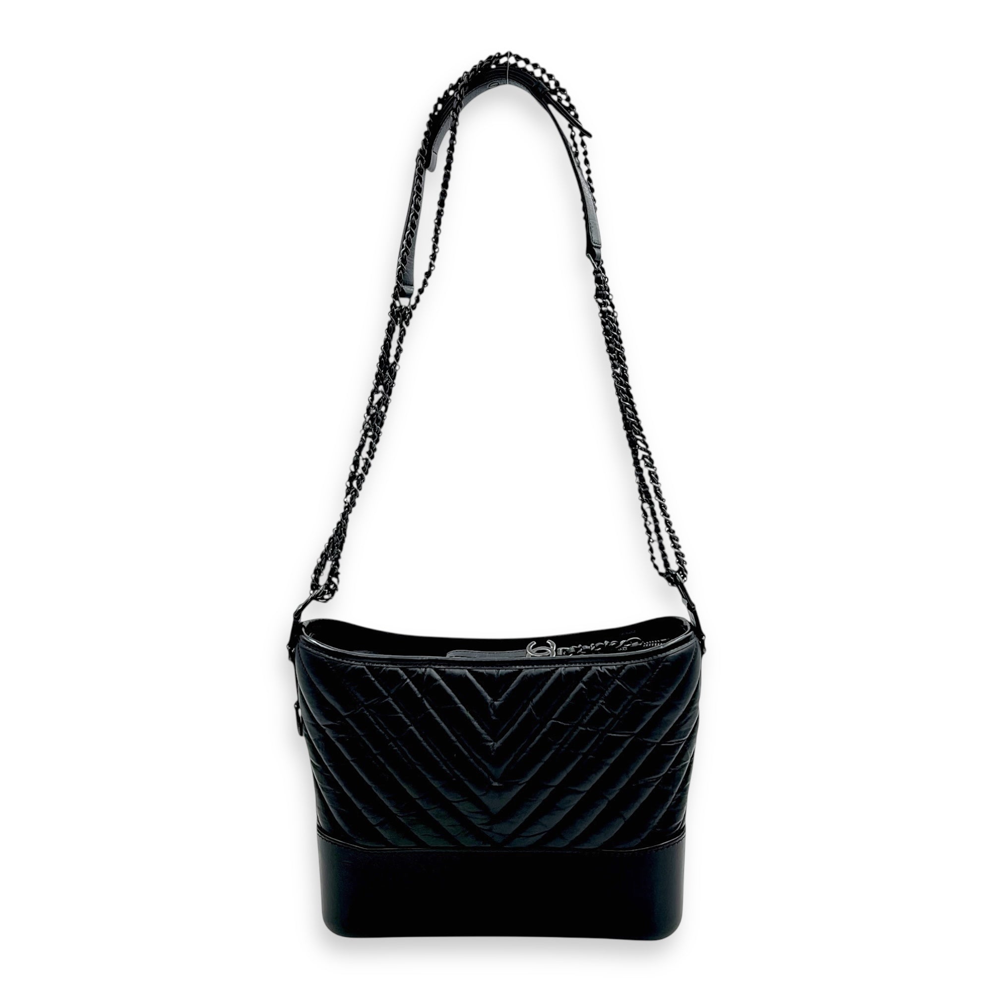 Gabrielle Large Black Shoulder Bag in Calfskin, So Black hardware - Image 13