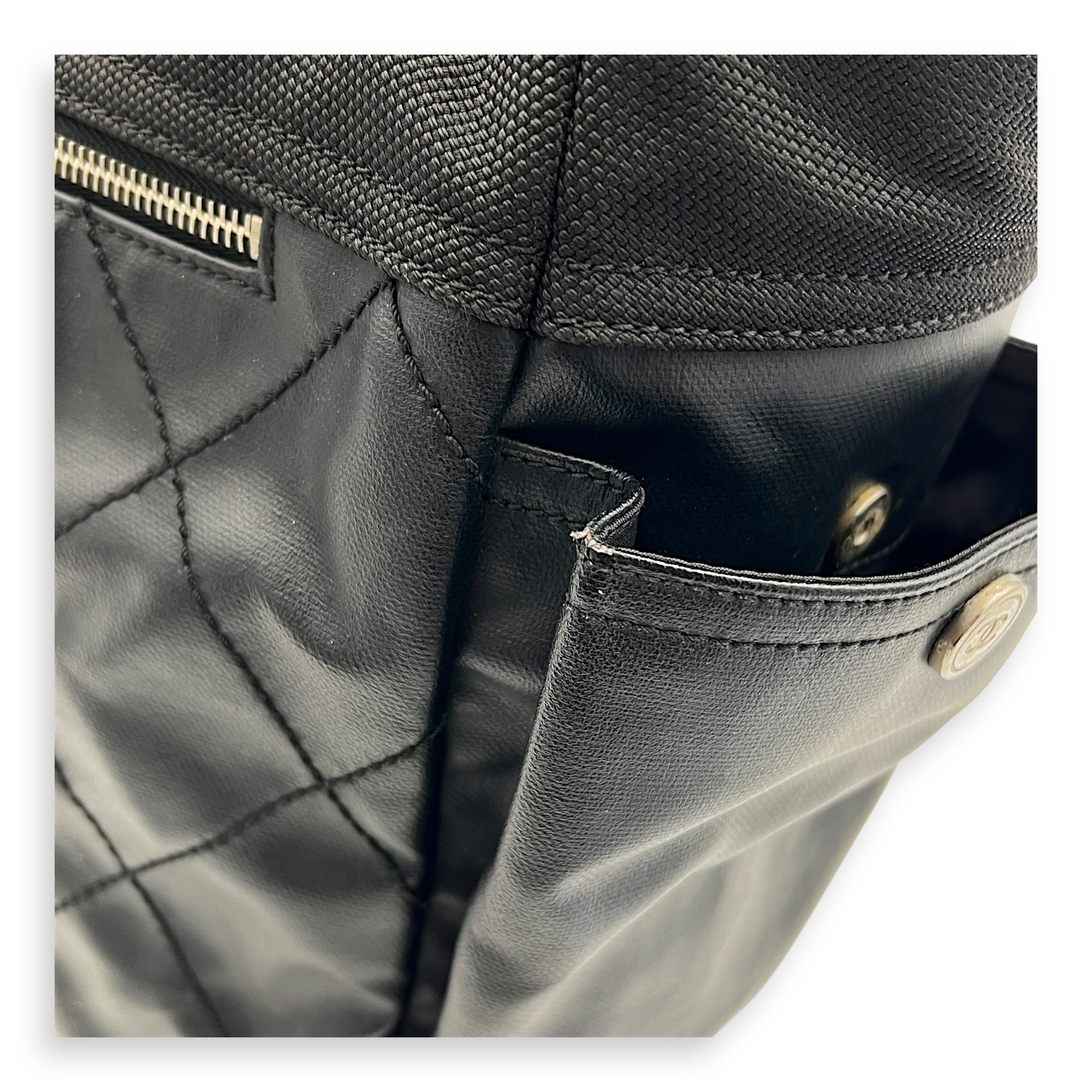 Biarritz Tote Bag Black in Coated Canvas, Silver hardware - Image 8