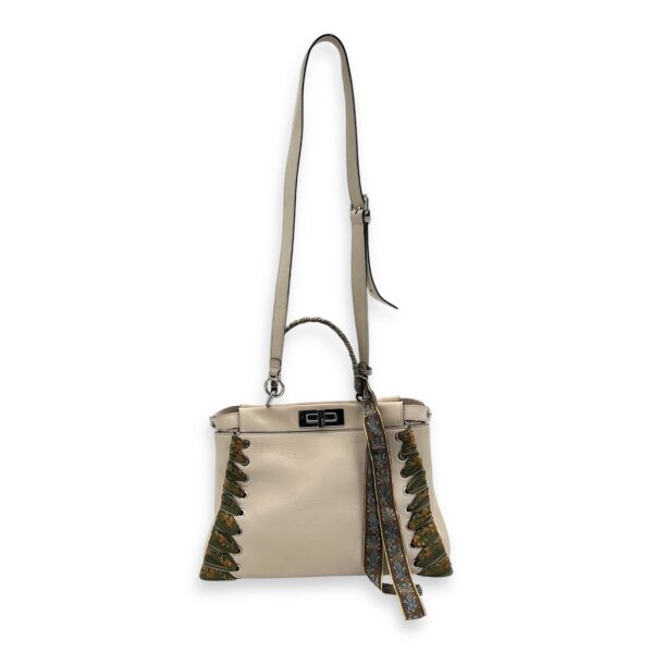 Peekaboo Medium Beige Top Handle Bag in Nappa Leather, Silver hardware - Image 15