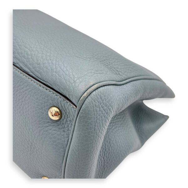 Bamboo Top Handle Bag Blue in Calfskin, Gold hardware - Image 7