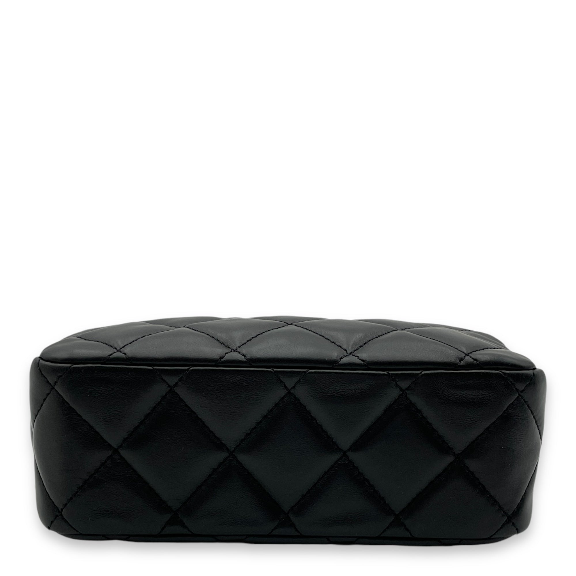 All Slide Camera Black Crossbody Bag in Lambskin, Gold hardware - Image 6