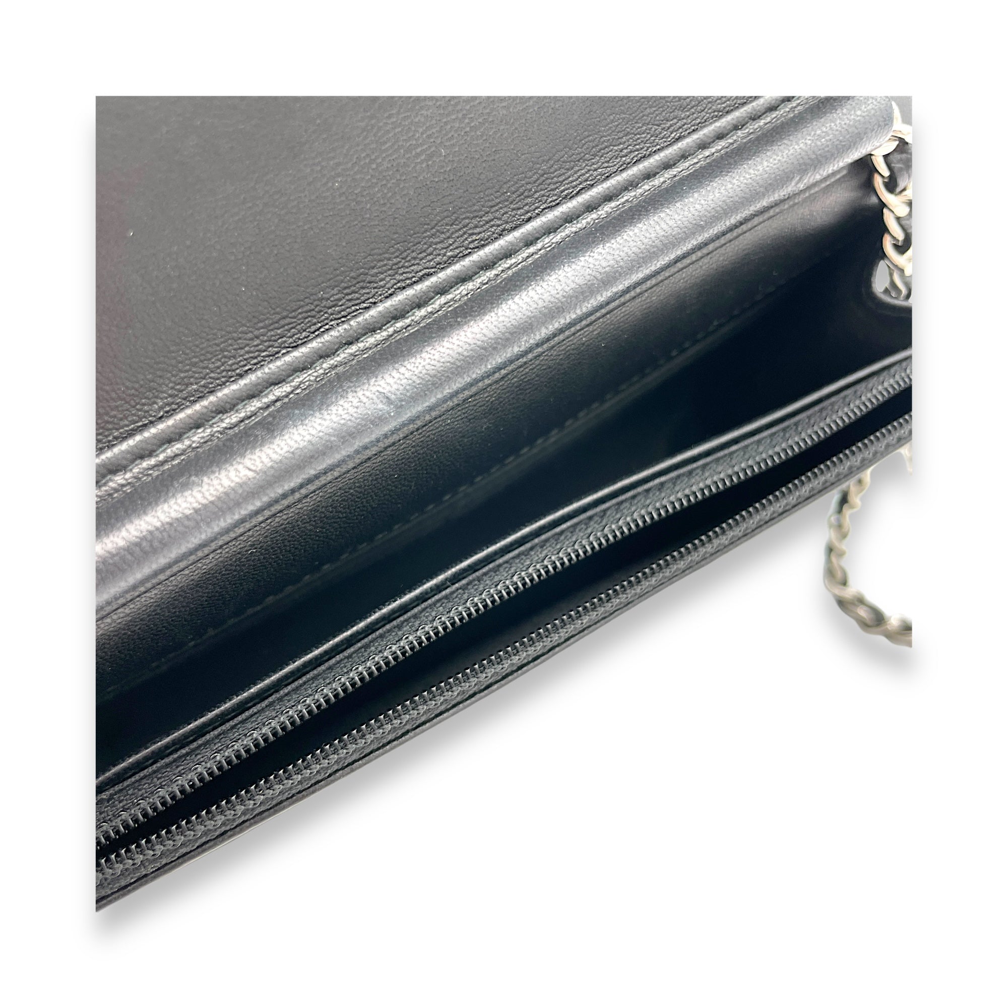CC Black Wallet On Chain in Lambskin, Silver hardware - Image 12