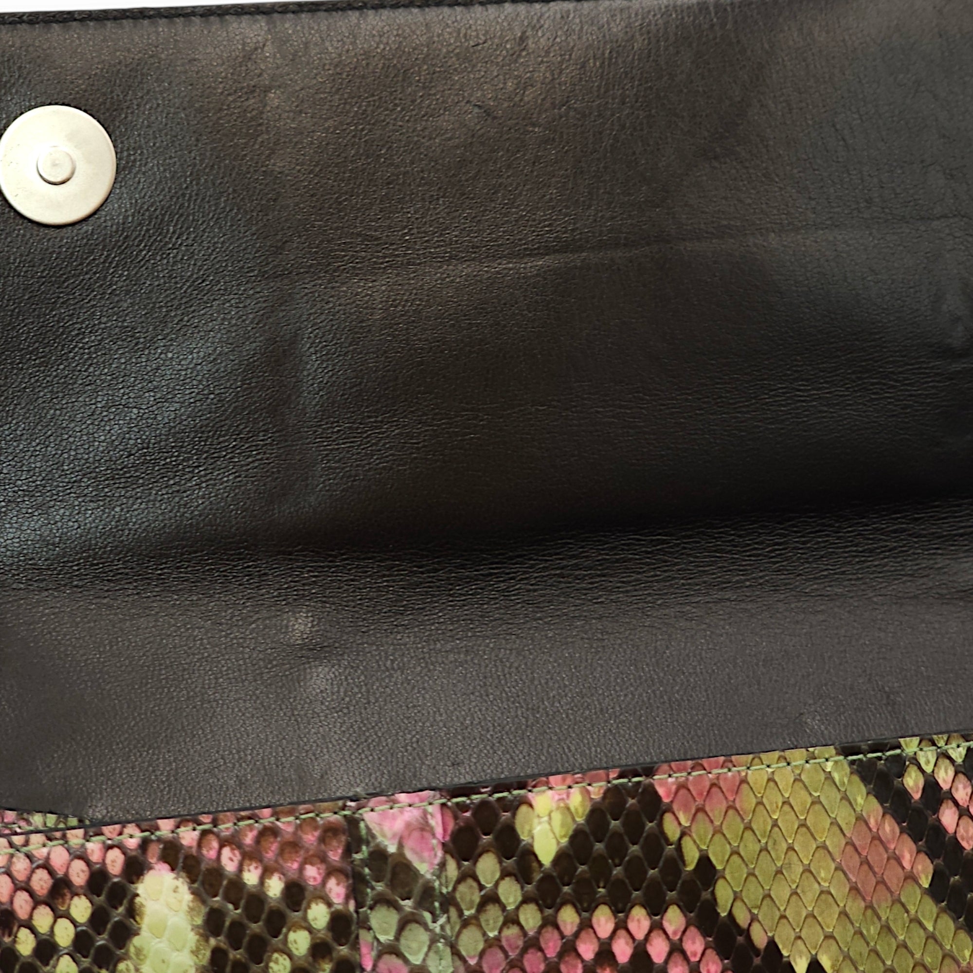 CC Flap Mini Multi-colour Top Handle Bag in Python Leather, Brushed Palladium hardware - Image 9