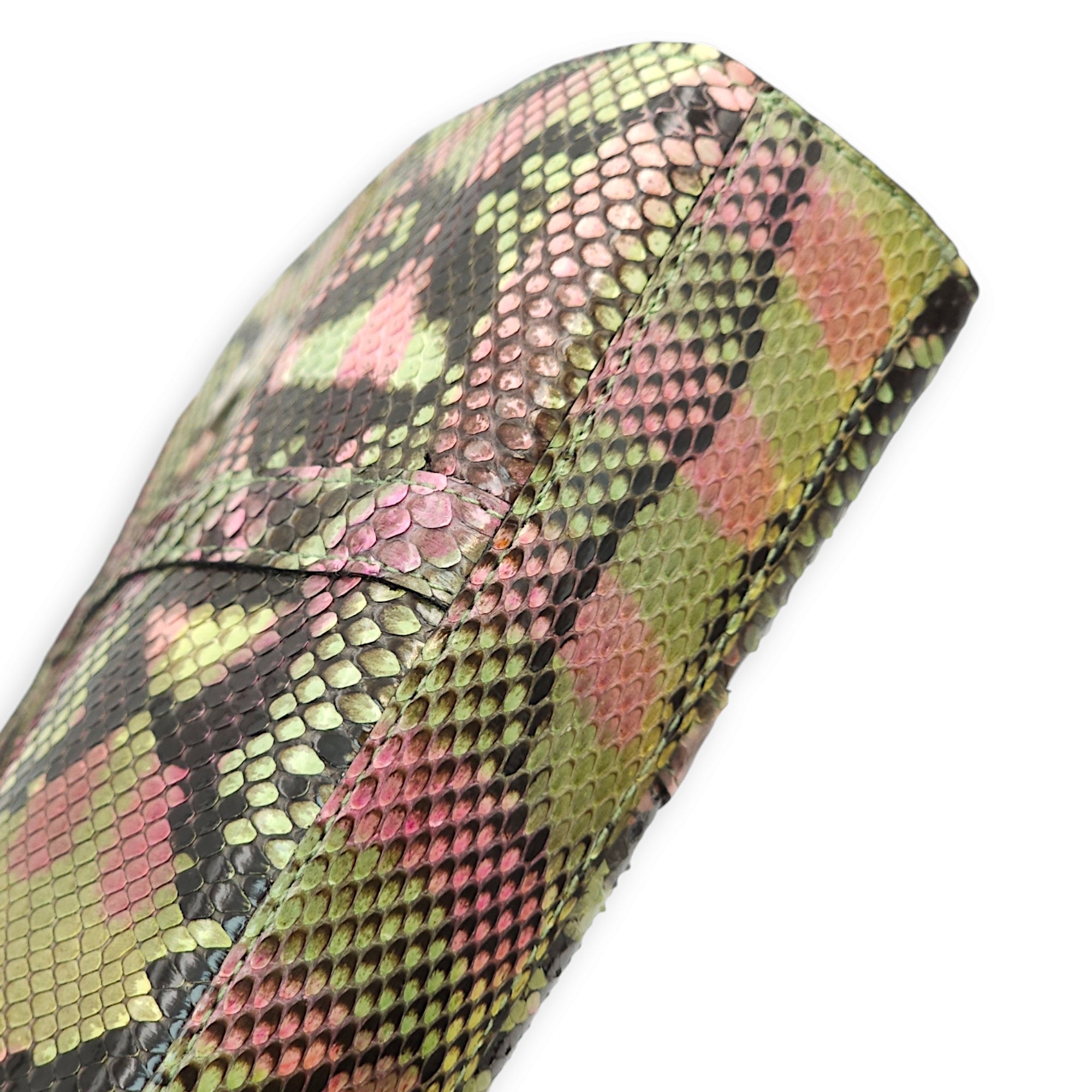 CC Flap Mini Multi-colour Top Handle Bag in Python Leather, Brushed Palladium hardware - Image 10