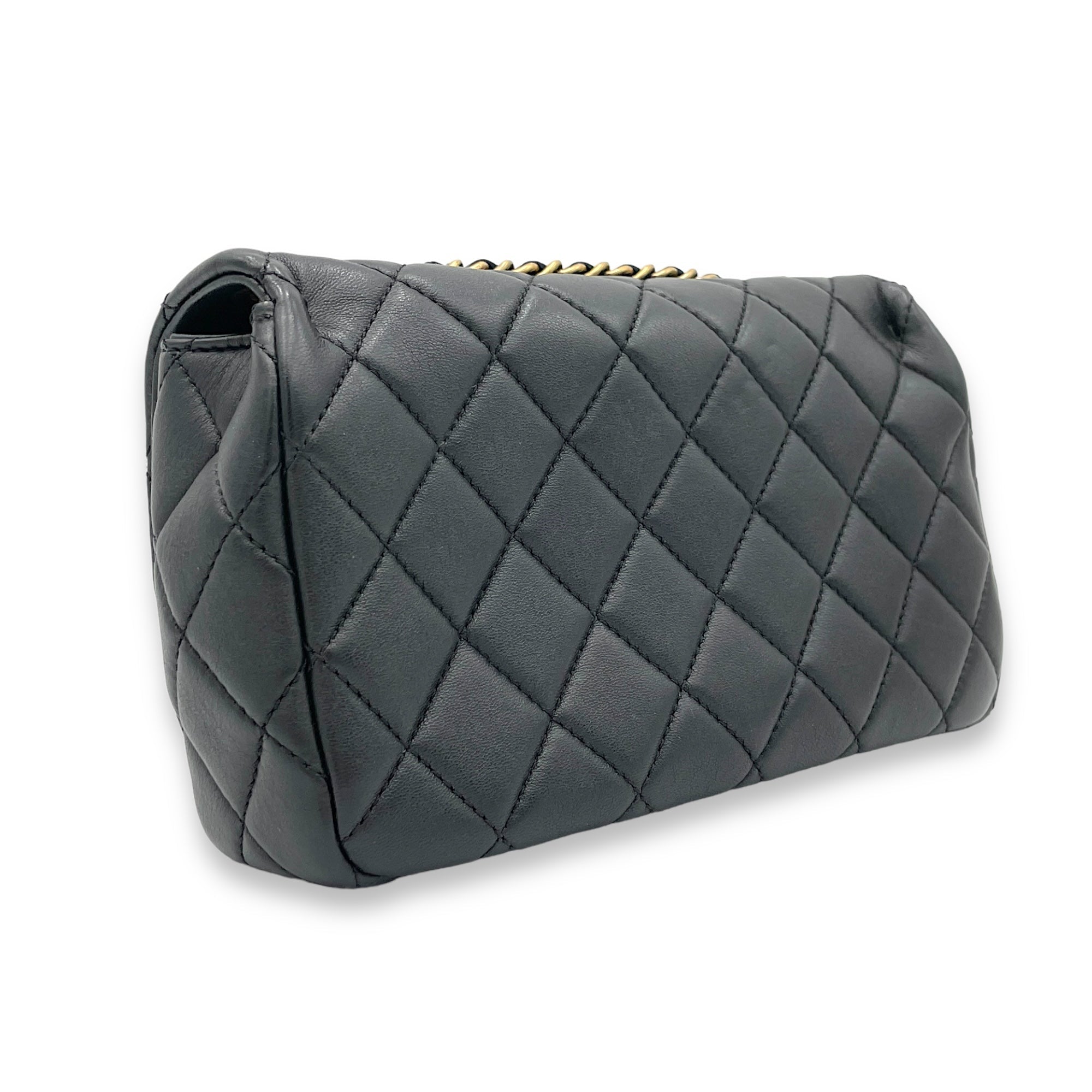 Classic Black Crossbody Bag in Lambskin, Gold hardware - Image 5