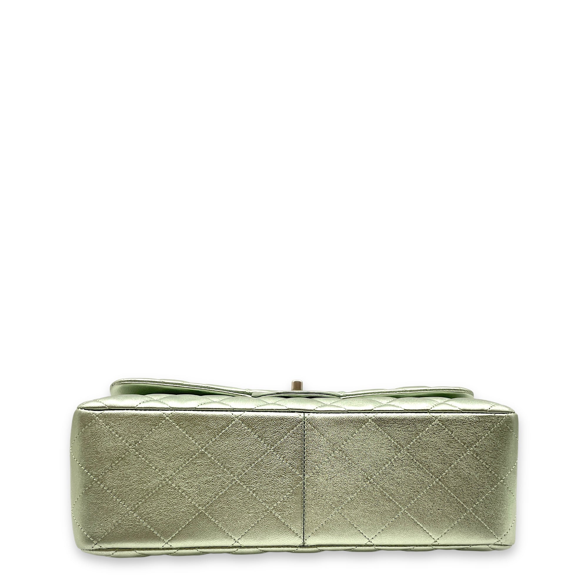 Classic Double Flap Metallic Green Shoulder Bag in Lambskin, Matte Ruthenium hardware - Image 6
