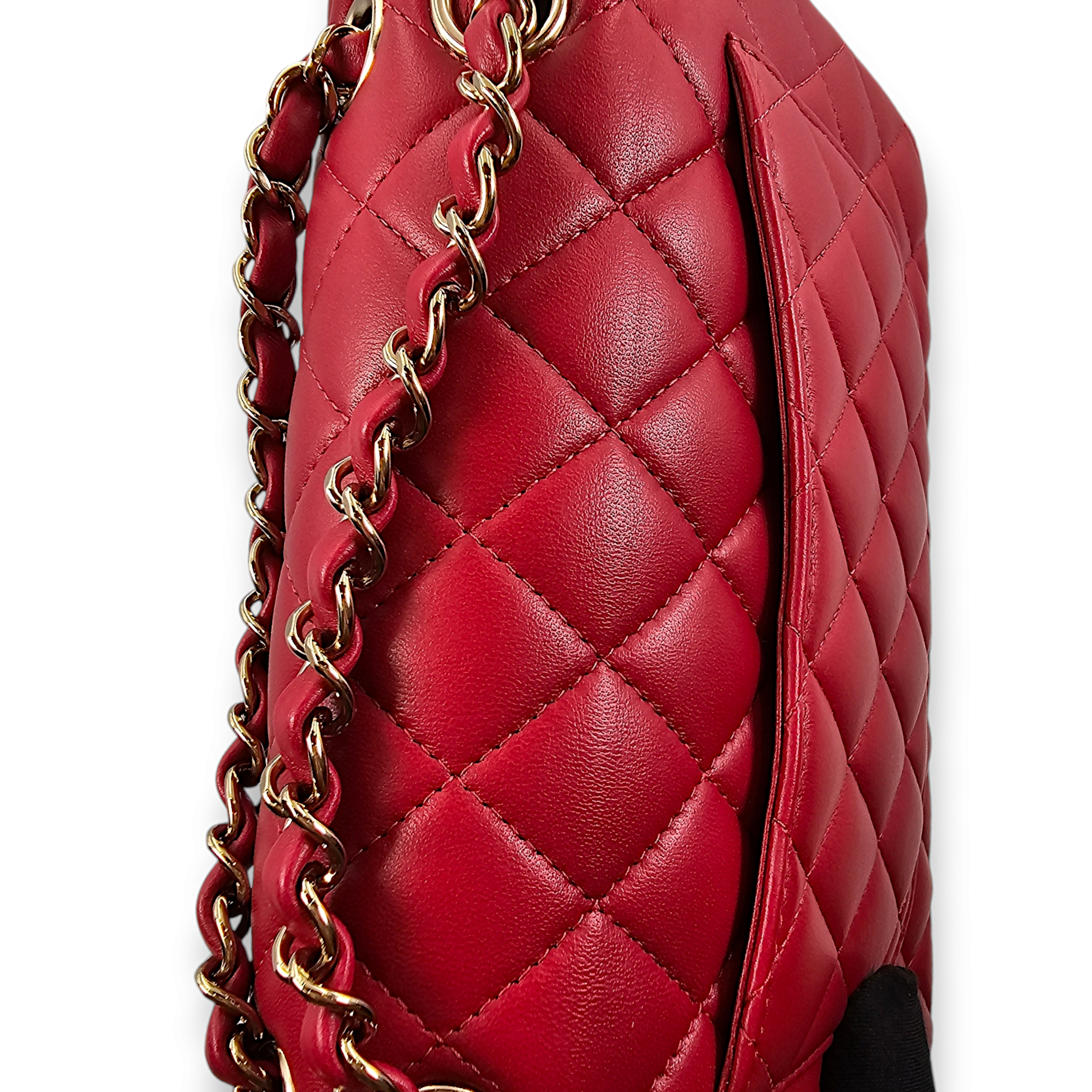 Classic Double Flap Small Red Shoulder Bag in Lambskin, Gold hardware - Image 6