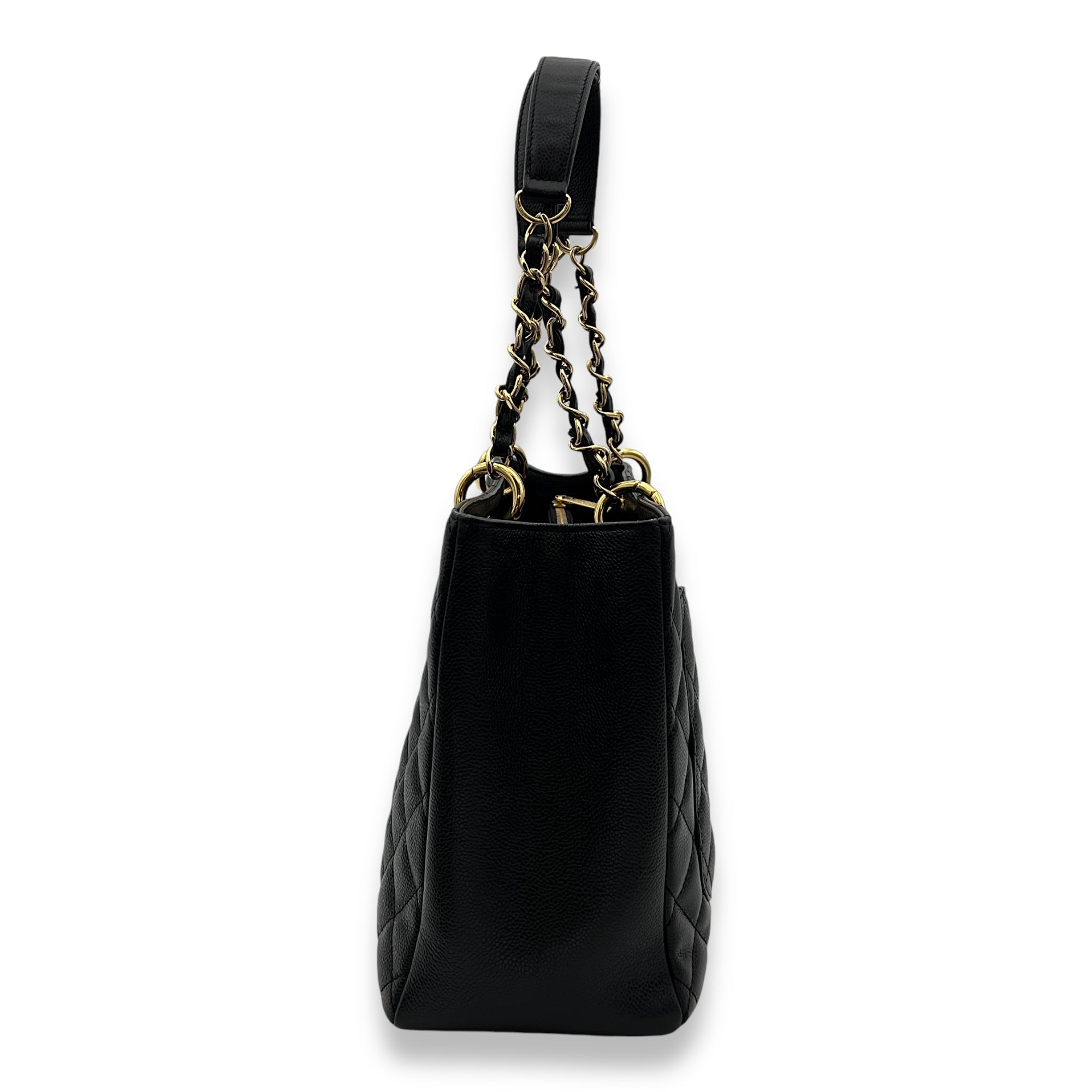 GST Black Tote Bag in Caviar Leather, Gold hardware - Image 5