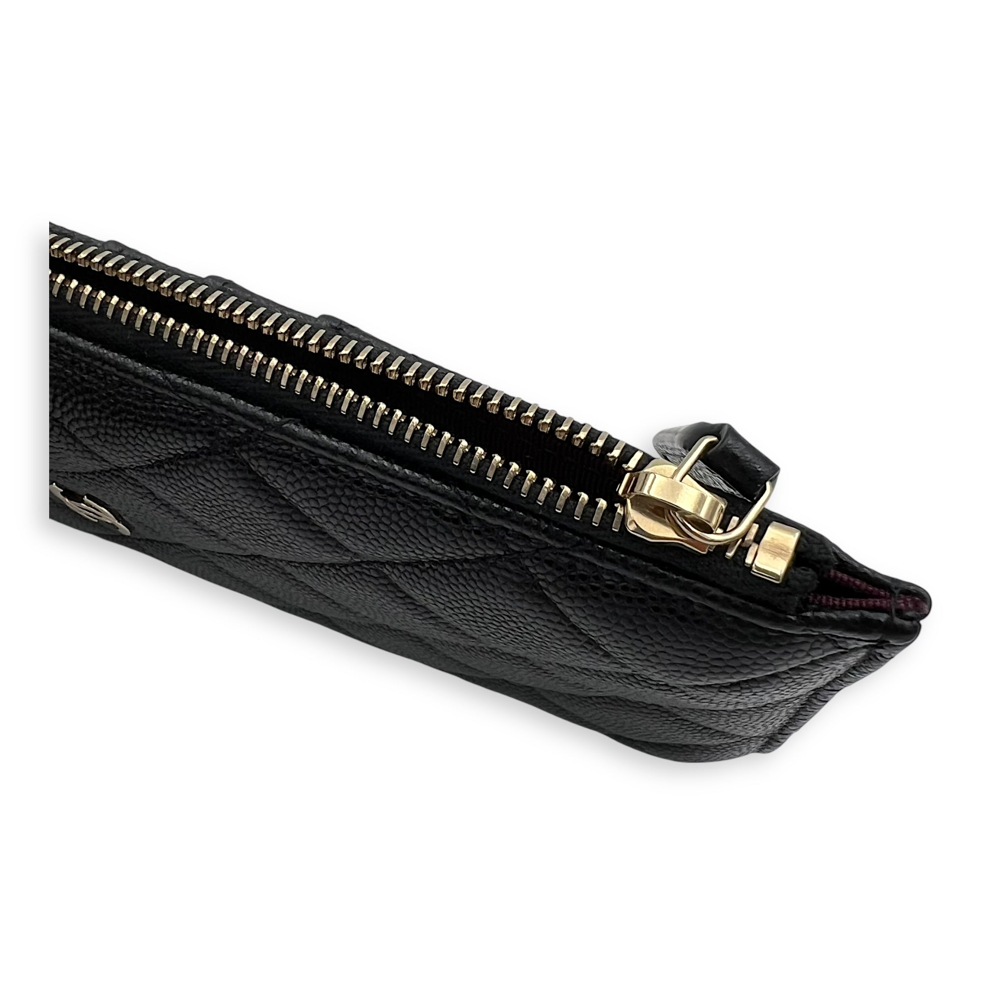 CC Black Phone Holder with Card Holder in Caviar Leather, Gold hardware - Image 13