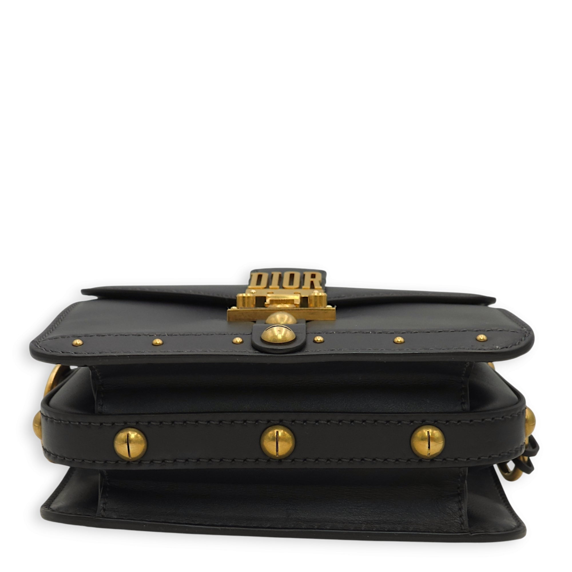 Dioraddict Square Flap Black Shoulder Bag in Calfskin, Gold hardware - Image 9