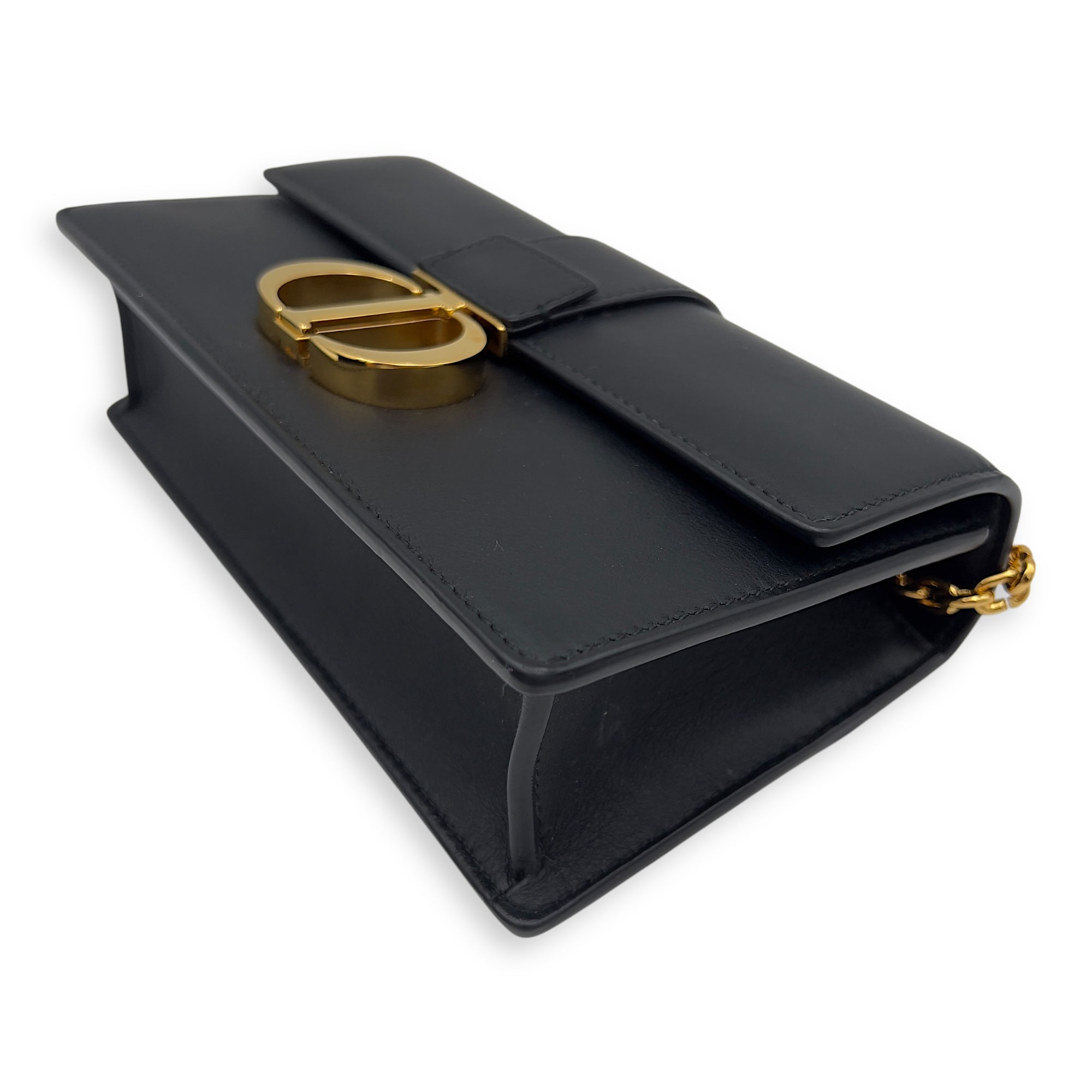 Montaigne Shoulder Bag Black in Calfskin, Gold hardware - Image 10