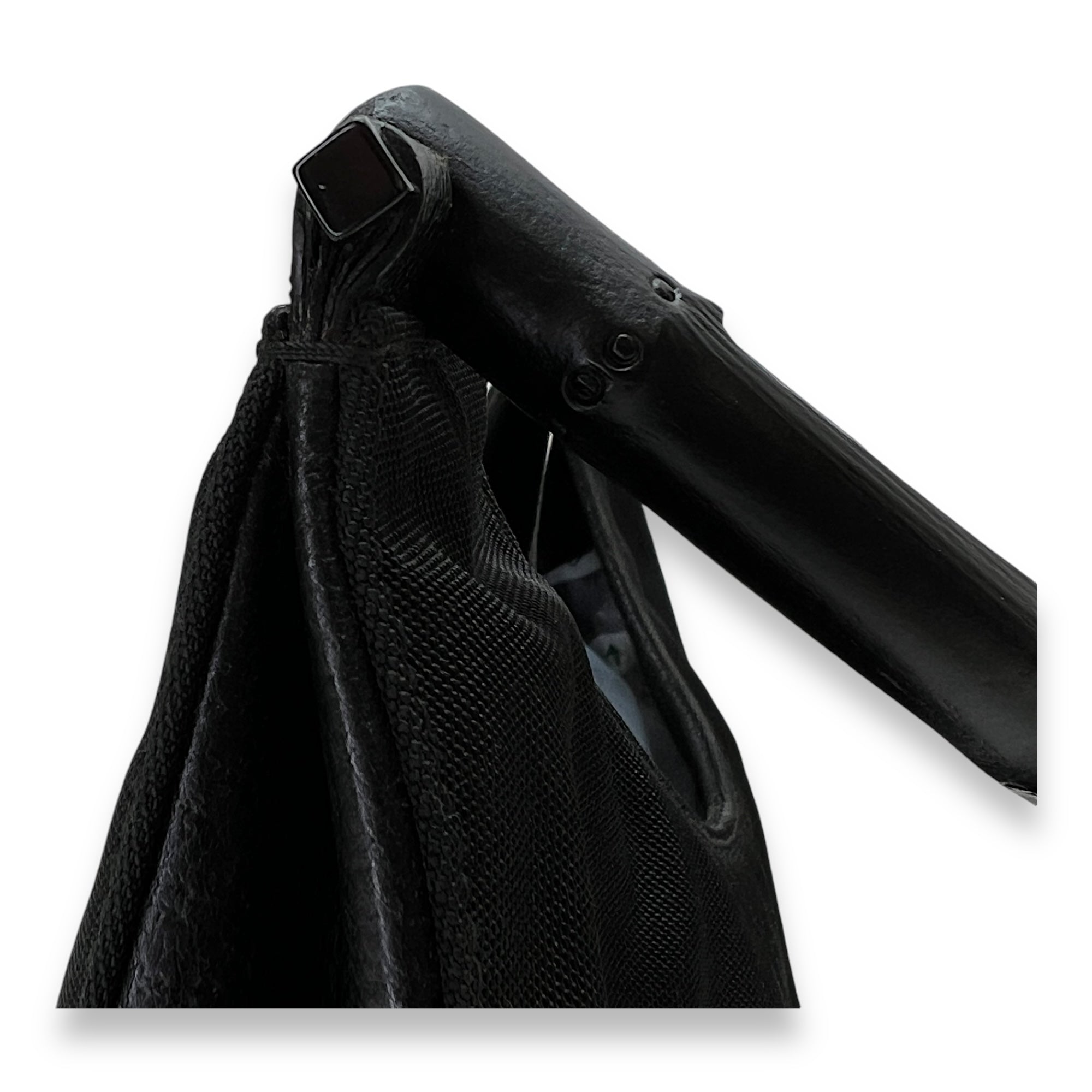 Bamboo Small Black Top Handle Bag in Canvas, Lacquered Metal hardware - Image 9