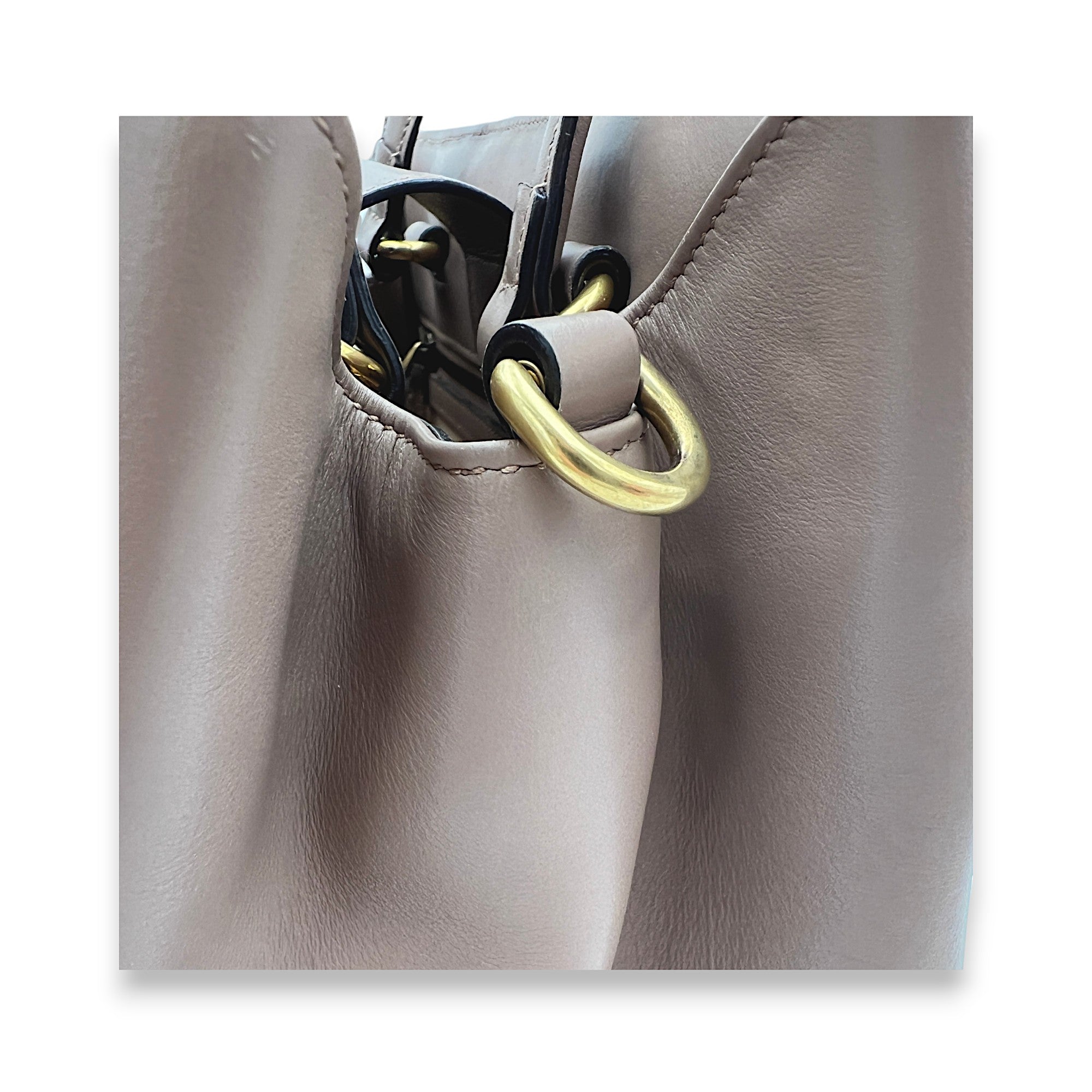 GG Marmont Beige Top Handle Bag in Calfskin, Gold hardware - Image 8