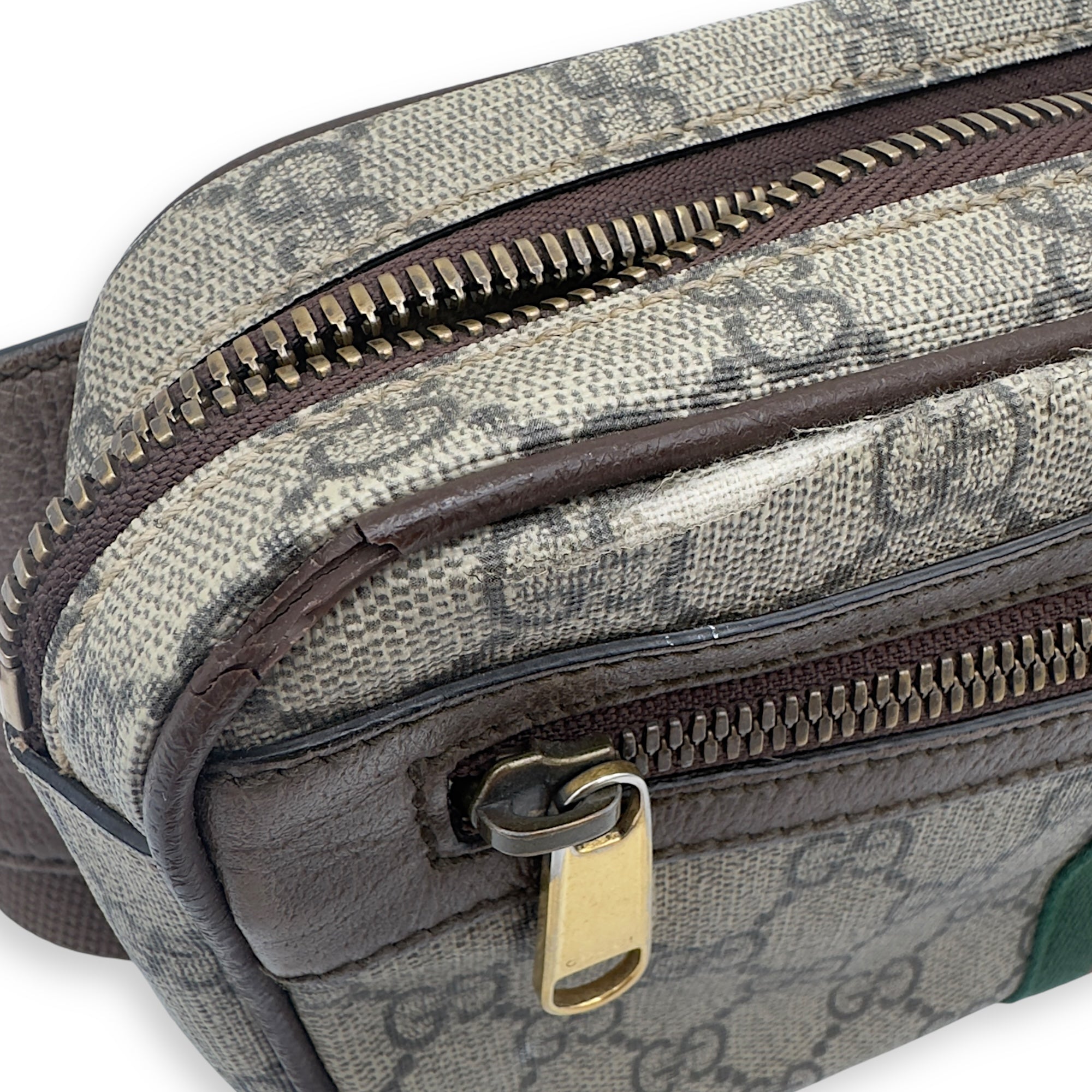 Ophidia Crossbody Bag Brown in Coated Canvas, Gold hardware - Image 13