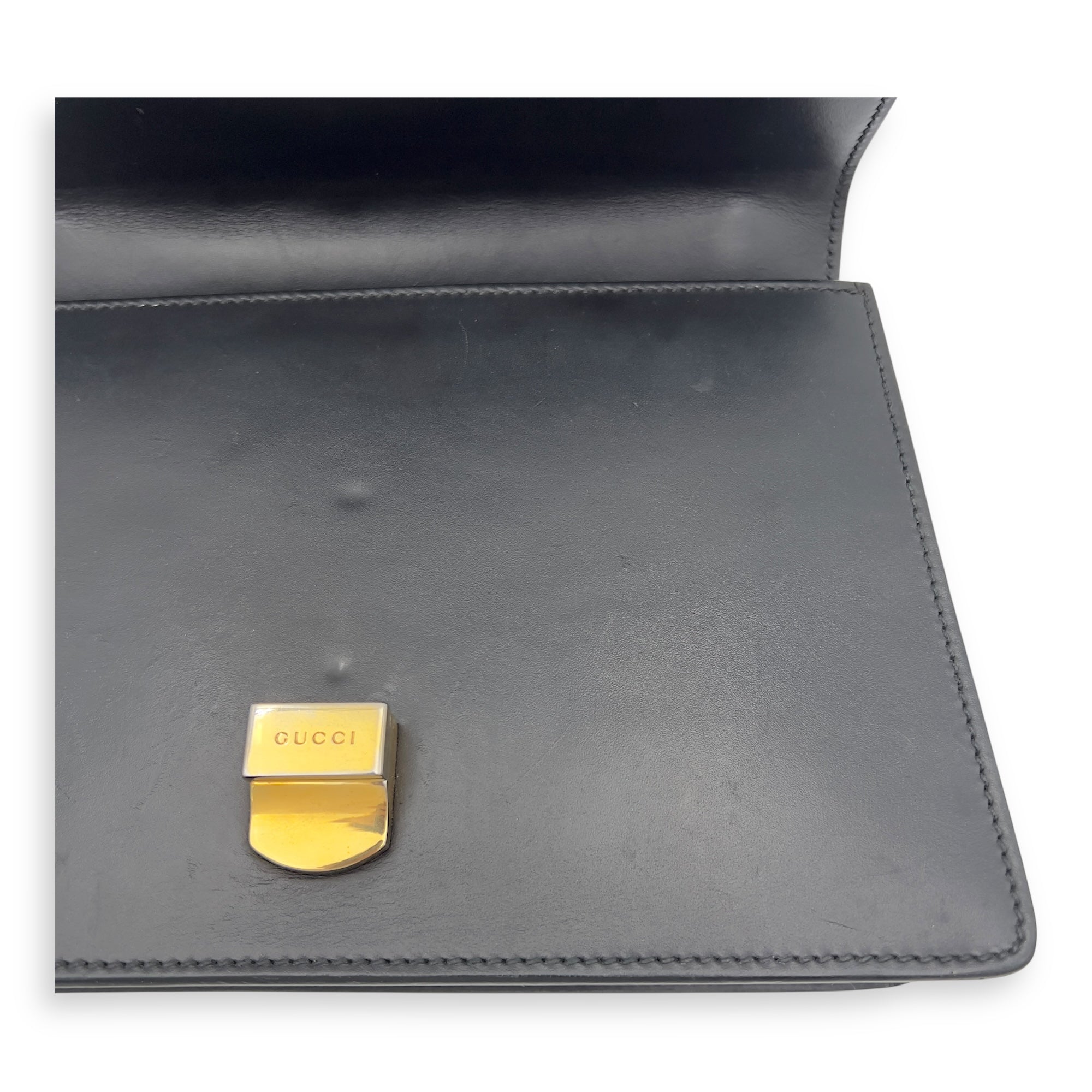 Sylvie Shoulder Bag Black in Calfskin, Gold hardware - Image 26