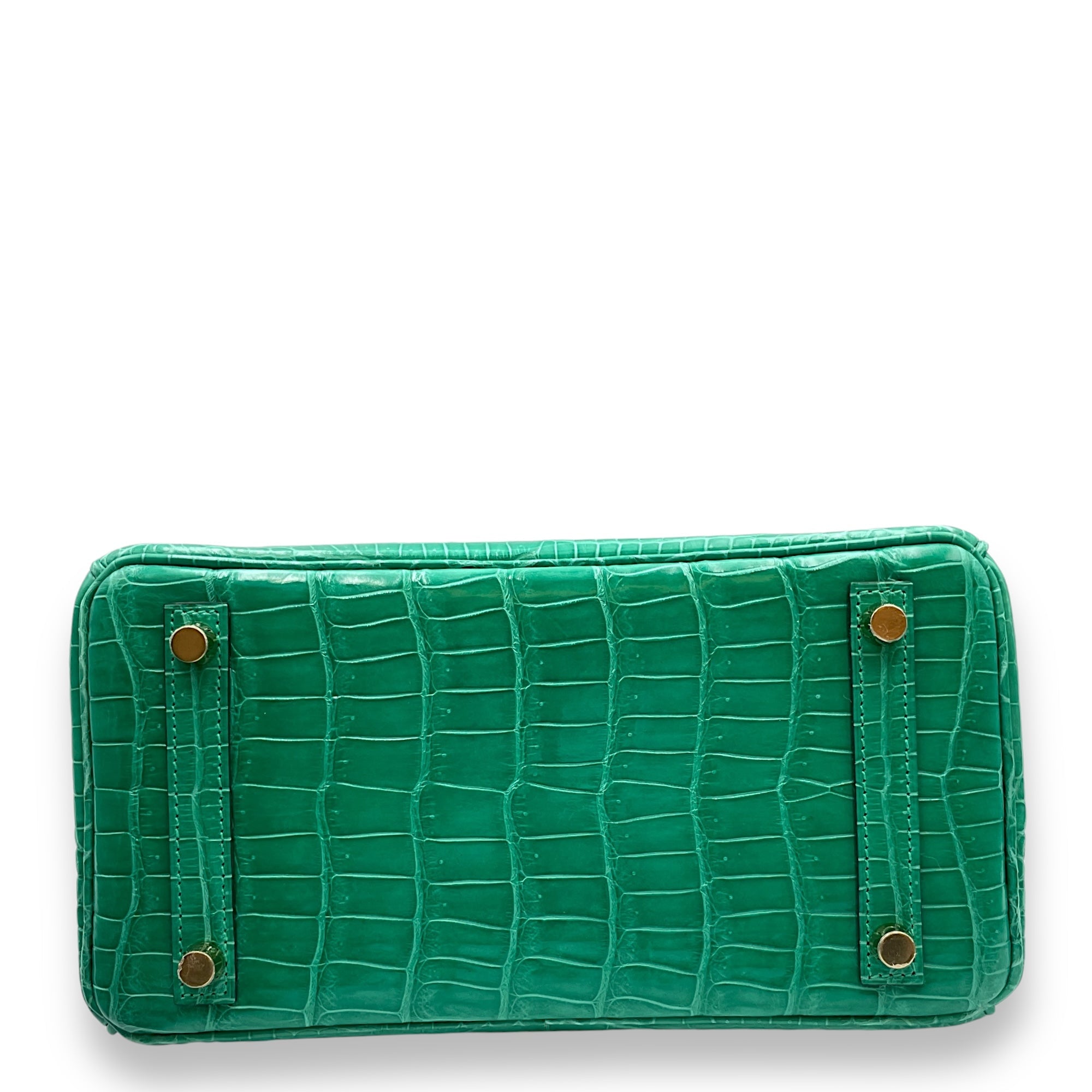 Birkin 25 Vert Jade in Shiny Porosus, Gold hardware - Image 6