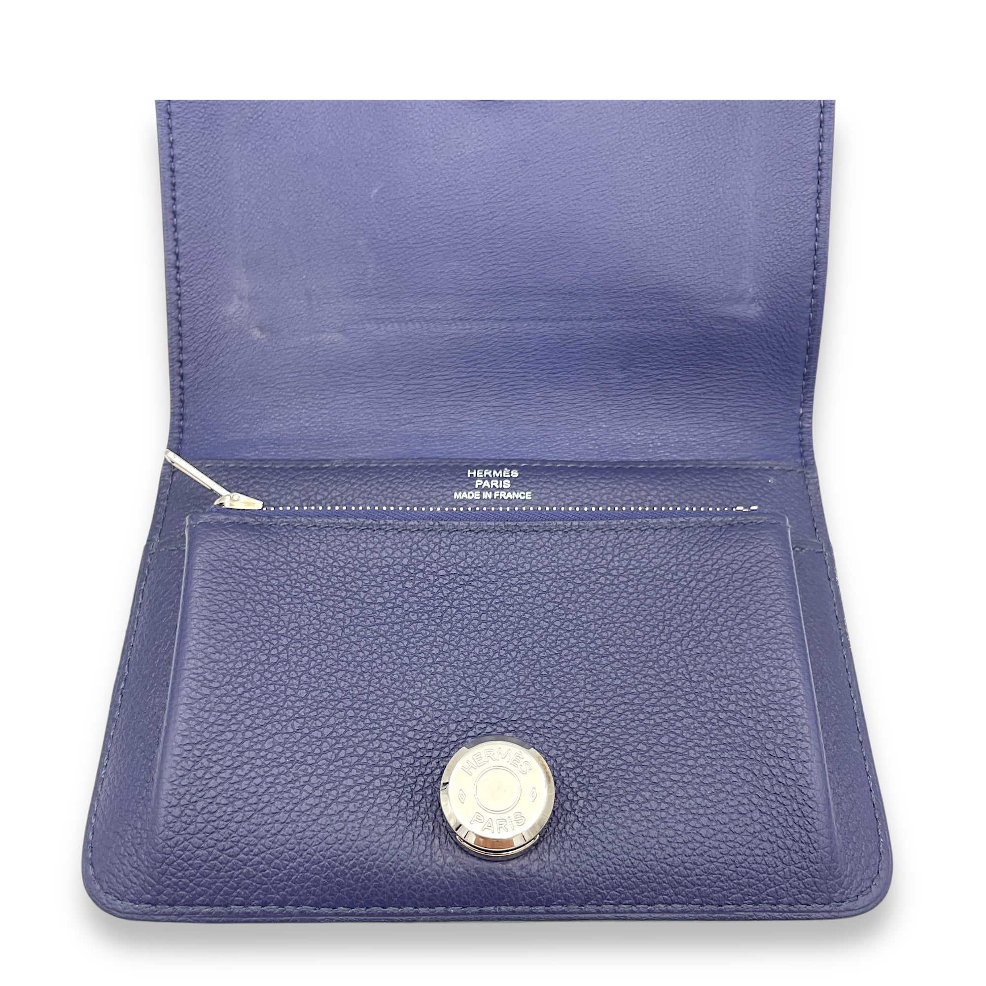 Dogon Compact Bleu Encre in Calfskin, Palladium hardware - Image 12