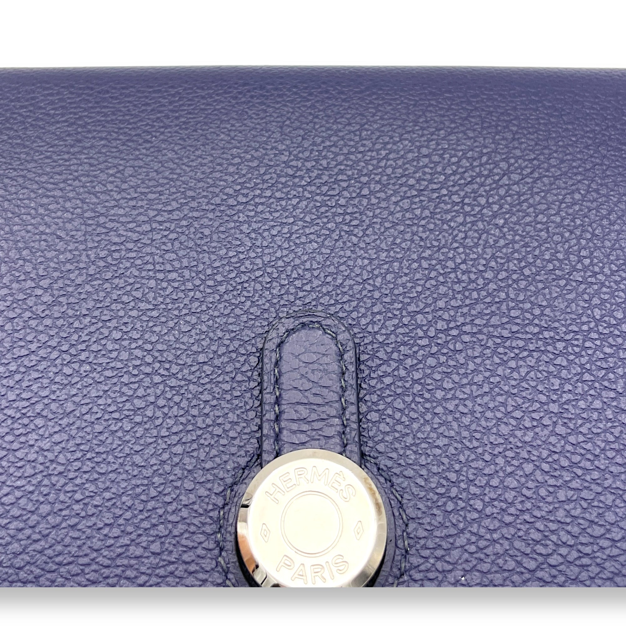 Dogon Compact Bleu Encre in Calfskin, Palladium hardware - Image 8