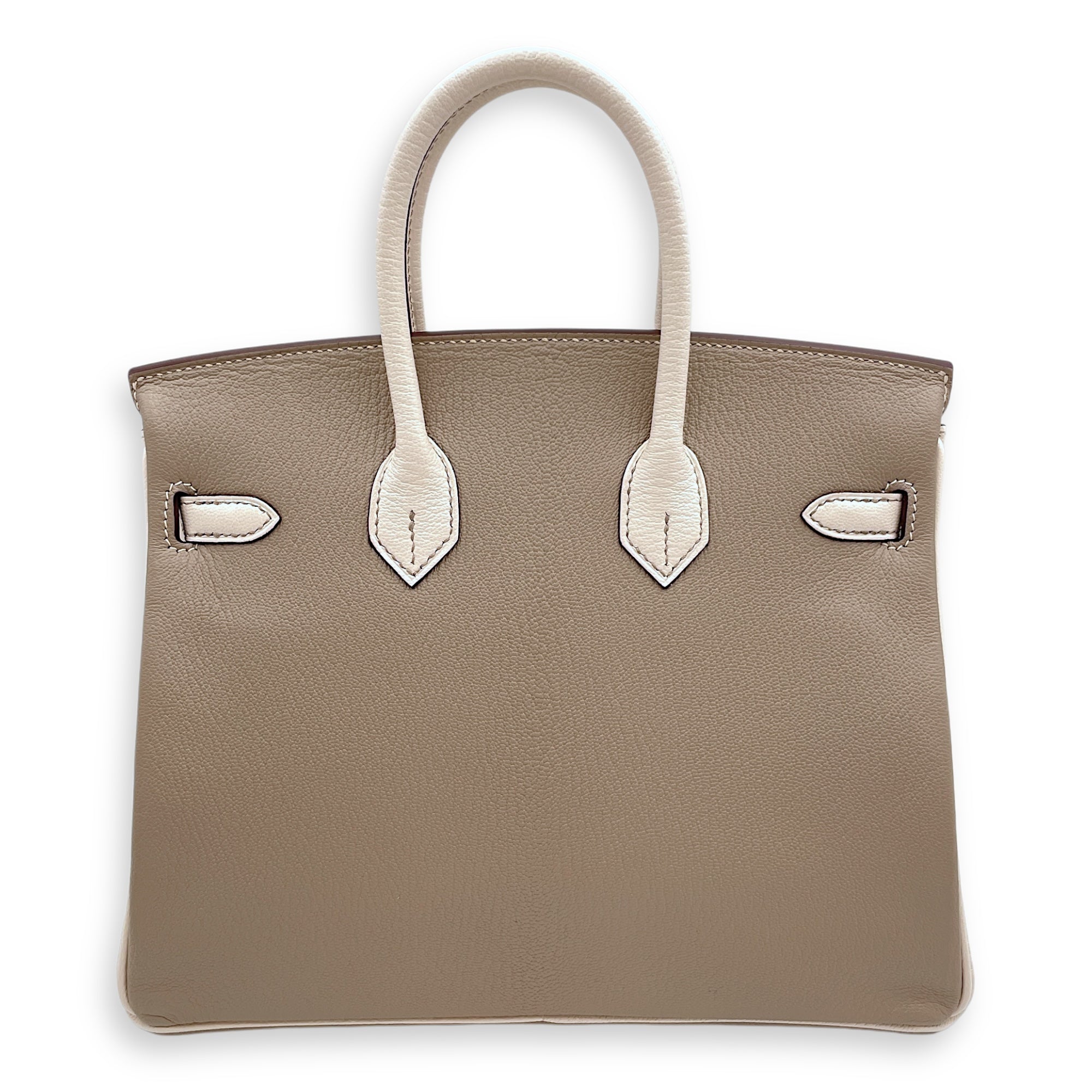 HSS Birkin 25 Gris Tourterelle/Nata in Chevre Mysore, Brushed Gold hardware - Image 3