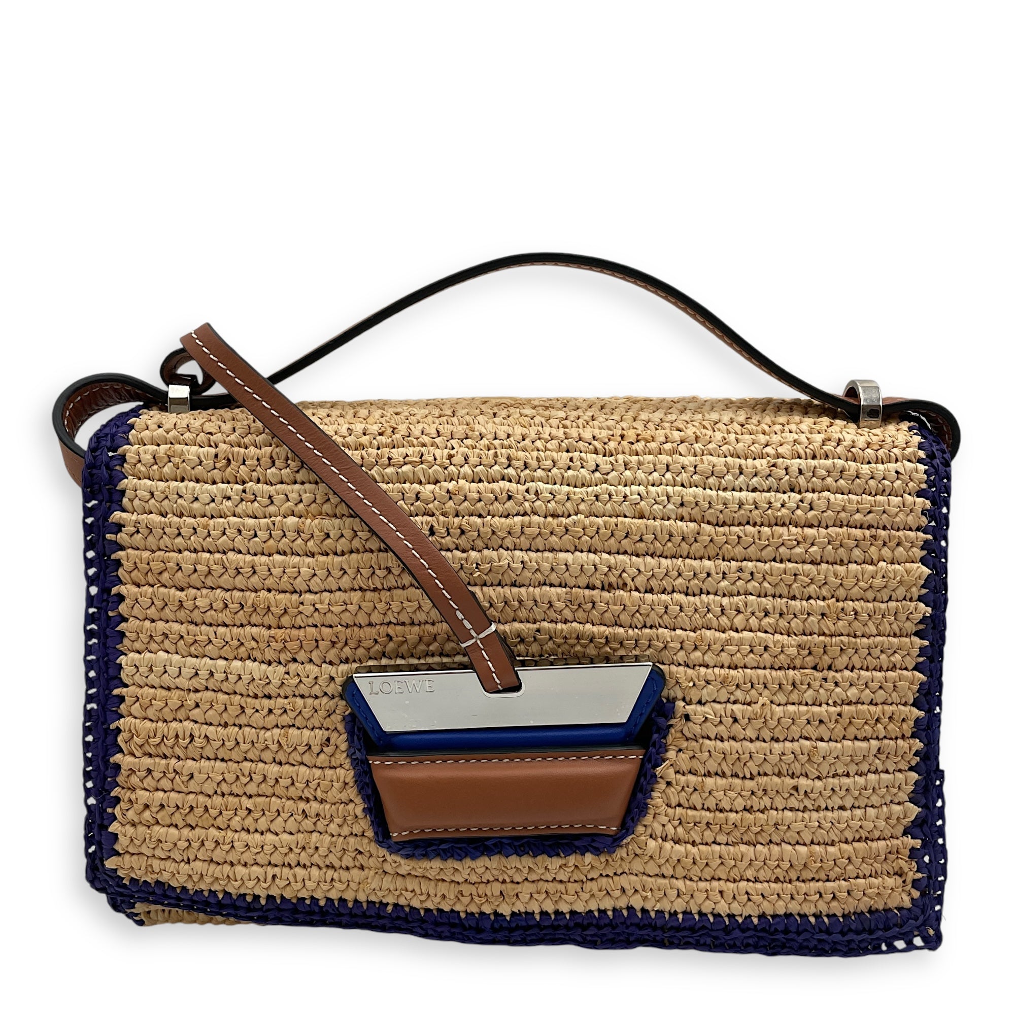 Barcelona Flap 24x15x10cm Beige, blue, purple, brown Crossbody Bag in Calfskin, Silver hardware