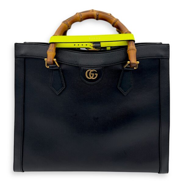Diana Top Handle Bag Black in Calfskin, Gold hardware