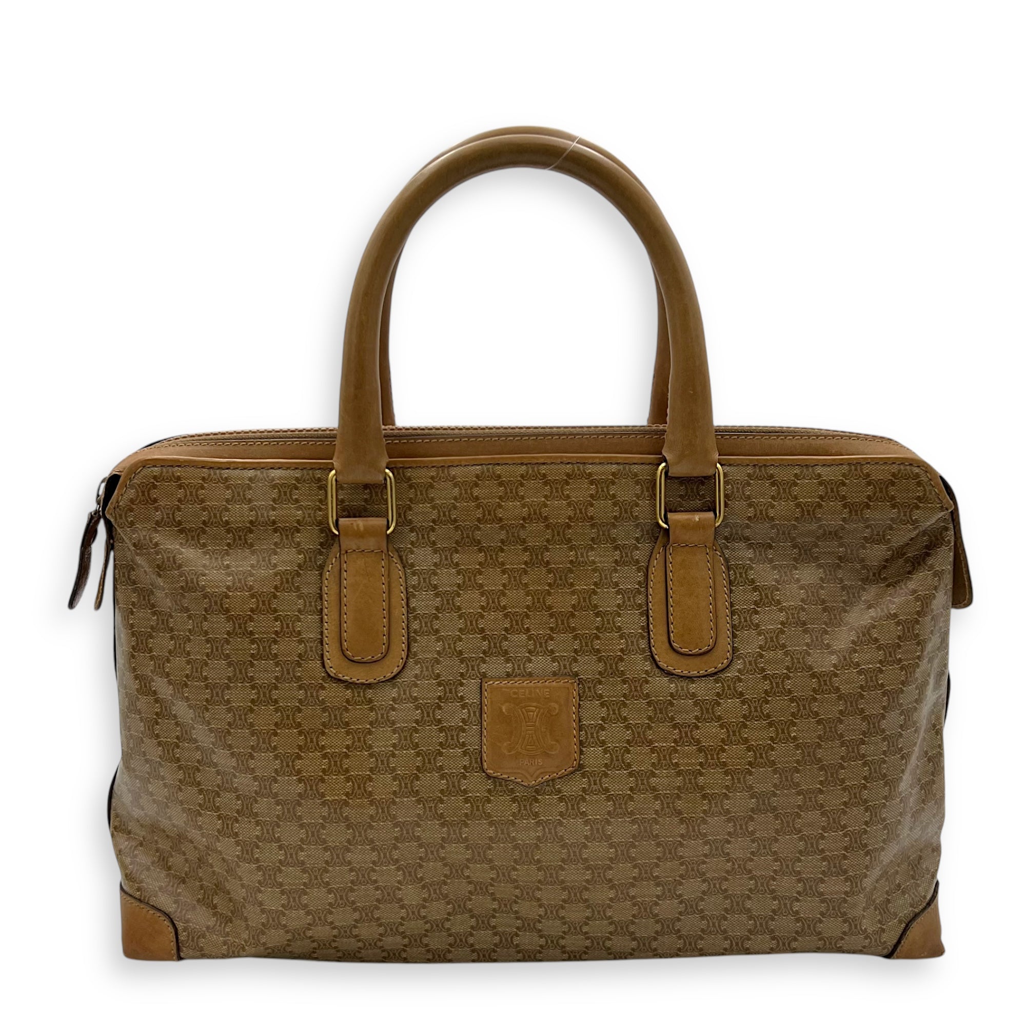 Macadam Top Handle Bag Beige in Coated Canvas, Gold hardware