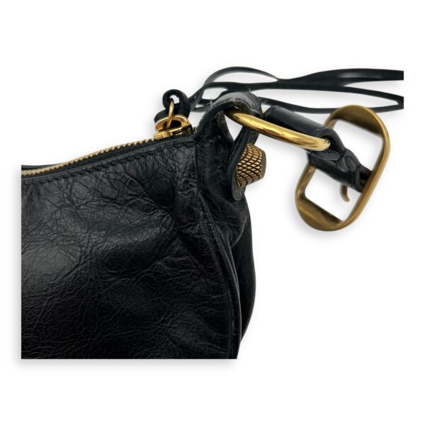 Le Cagole XS Black Shoulder Bag in Distressed Leather, Gold hardware - Image 11
