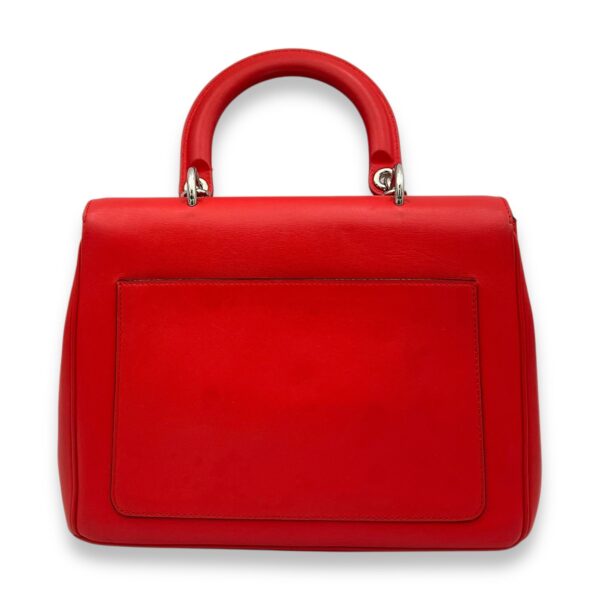 Be Dior Top Handle Bag Red in Calfskin, Silver hardware - Image 3